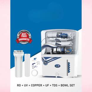 pureworld Aqua Prime UV-UF Filtration Set 15 L RO + UV + UF + Copper Guard + pH enhancer Water Purifie...