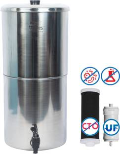 Ferrum Ultra Pure Water Filter Stainless Steel with Activated Carbon and Ultrafilter 24 L Gravity Base...