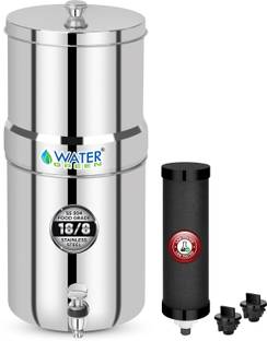 WATER GREEN 304 Grade SS Jointless Water Filter With Carbon Candle I Mirror Finish I 17 L Gravity Base...