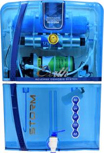 Earth Storm full Blue transparent Suitable For borewell, tanker, municipal water 12 L RO + UV + UF + T...
