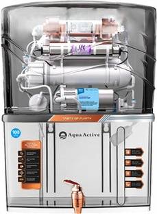AquaActive Water saver ROUVCUZN 10 L RO + UV + CU Guard + Alkaline Enhancer + Mineral Water Purifier