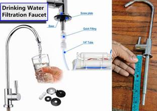 BALRAMA RO Water Purifier Gooseneck Kitchen Sink Faucet Tap Chrome Plated Faucet Water Filter Tap Kitchen RO Faucet 1/4 Inch Connect Hose with Faucet Clamp RO Faucet Tap Tutti Steel Kitchen Tap Faucet RO Drinking Water Purifier Filter Pillar Tap Faucet