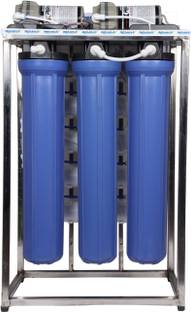 Remino 50 LPH commercial RO + UV water purifier Plant 50 Liter Per Hour Blue Stainless steel Full Automatic with TDS Adjuster 50 L RO + UV + UF + TDS Water Purifier