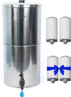 Ferrum 20 Litres Stainless Steel Water Filter with 2 + 2 Extra Ceramic Filter Candle 20 L Gravity Base...