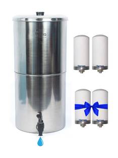 Ferrum 20 Litres Stainless Steel Water Filter with 2 + 2 Extra Ceramic Filter Candle 20 L Gravity Base...