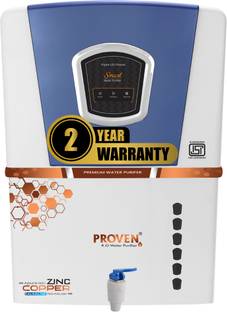 proven Jupiter White Blue | Needs no service for 2 years | 12 L RO + UF + UV + Copper + Alkaline + Min...