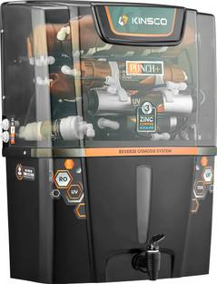 Kinsco Aqua Punch+ Zinc Copper and Alkaline 15 L RO + UV + UF + Copper Guard + pH enhancer Water Purif...