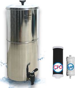 Ferrum Ultra A1 Water Filter Stainless Steel with Ultrafilter + Activated Carbon 14 L Gravity Based + ...