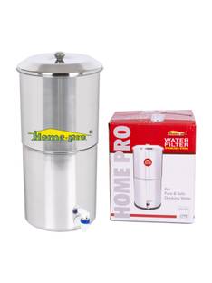 Home-pro Stainless Steel Water Filter | Non Electric | Long Ceramic Candle 2 | 18 L Gravity Based Wate...