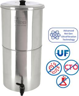 Ferrum Ultra Pure Water Filter Stainless Steel with American Engineered Ultrafilters 20 L Gravity Base...