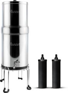 Rama Stainless Steel Non Electric Filter | 6L Storage, 2 Carbon Candles & Stand | 12 L Gravity Based W...