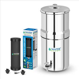 WATER GREEN Stainless Steel Jointless With Carbon Candle 18 L Gravity Based Water Purifier