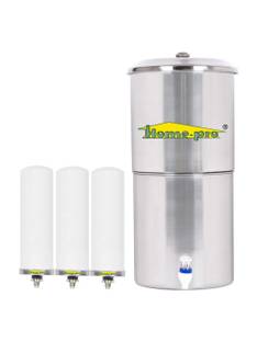 Home-pro Stainless Steel Water Filter | Non Electric | Long Ceramic Candle 3 | 24 L Gravity Based Wate...