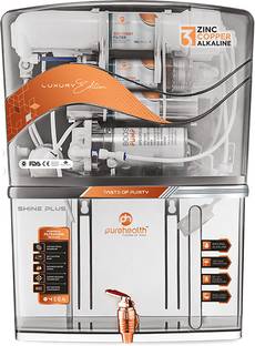 pure health Shine Plus Black TPT Water Purifer 65 L RO + UF + UV + Copper + Alkaline + Mineralizer Wat...