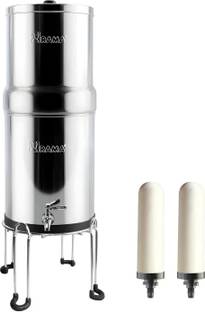 Rama Gravity Water Filter 24L Stainless Steel Purifier with 2 Candles, Tap & Stand 24 L Gravity Based ...