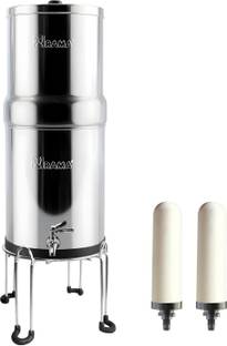Rama Gravity Water Filter 24L Stainless Steel Purifier with 2 Candles, Tap & Stand 24 L Gravity Based ...
