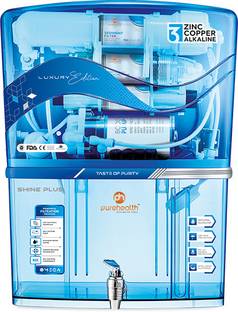 pure health Shine Plus Blue TPT Water Purifer 65 L RO + UF + UV + Copper + Alkaline + Mineralizer Wate...