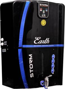 Earth Storm Black LED Indicator Model Suitable For borewell, tanker, municipal water 12 L RO + UV + UF...