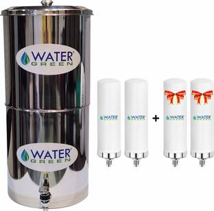 WATER GREEN 2 Free Candle With Stainless Steel 18 L Gravity Based Water Purifier