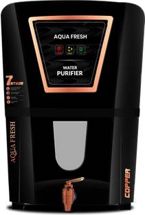 Aqua Fresh OMEGA black LED COPPER+RO+UV+TDS 12 L electric borewell water purifier 12 L RO + UV + Coppe...