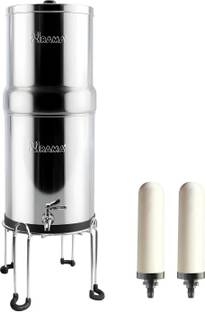 Rama Gravity Stainless Steel Water Filter 12L with 2 Spirit Candles Steel Tap & Stand 12 L Gravity Bas...