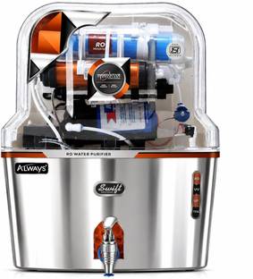 Always Swift SS ISI Mark with Stainless Steel Tank with Prefilter +UV+CU+Alkaline+TDS 15 L RO Water Pu...