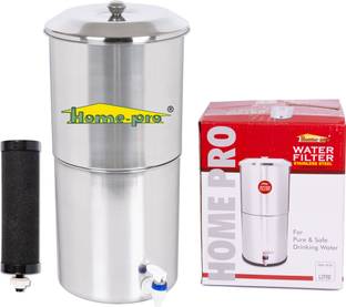 Home-pro Manual Water Filter | Carbon Candle For Fast Filteration | 16 Liter Capacity 16 L Gravity Bas...