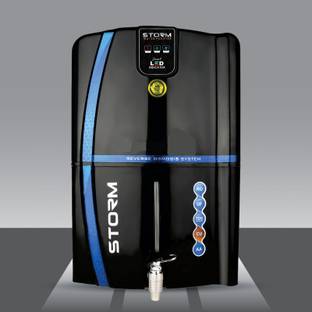 Kaveri AquaFresh Full BLACK Storm Smart LED INDICATOR Model With Alkaline and copper filter 12 L RO + ...
