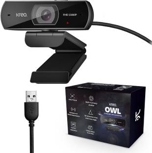 Kreo Owl Web Camera Desktop 1080p Webcam Auto Focus USB Connection Web Camera Laptop 2 HD  Webcam with Built-In Microphone USB Connectivity
