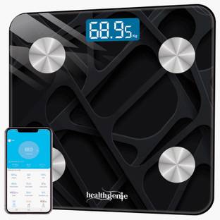 Healthgenie Smart Bluetooth Weight Machine 18 Body Composition Sync with Fitness Mobile App Weighing Scale