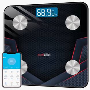 Healthgenie Smart Bluetooth Weight Machine 18 Body Composition Sync with Fitness Mobile App Weighing Scale
