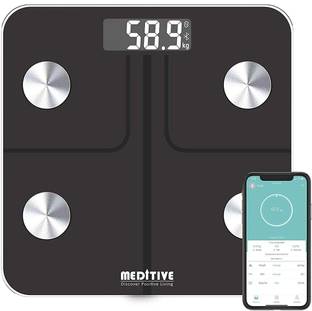 MEDITIVE Bluetooth Digital Personal Smart weighing scale for Body weight, Body fat, Muscle mass, BMI, BMR, etc with Mobile App Weighing Scale