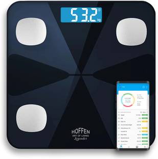 HOFFEN Bluetooth BMI,BMR with 13 Essential Body Parameters Free Bluetooth Mobile APP Weighing Scale