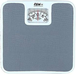 alis Analog Weighing Machine | Body Weight Machine with Rotating Dial Display, Reliable Scale Track, Non-Slip & Scratch Resistant Platform | Mechanical Weighing Machine 130 kgs Capacity (Square Shape, Grey) Weighing Scale
