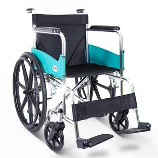 TryFit TF809R- I Chrome Plated Foldable Wheelchair I Durable Steel Frame Manual Wheelchair