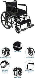HealthEmate Solid Fiber Wheel with seat belt Manual Wheelchair