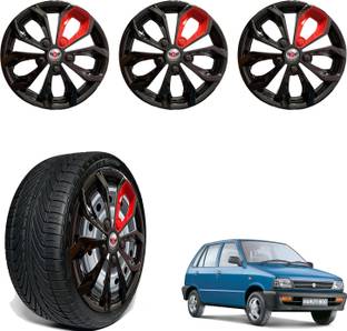 CuboDePlato FuryBlk_redpatch_12In_Maruti800 Wheel Cover For Maruti 800 AC BSIII