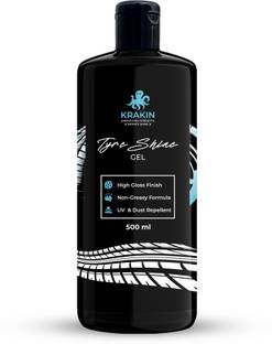 Krakin Tyre Shine Gel | Gives Tyre Glossy & Wet Look | Streak-Free Black Finish | 500 ml Wheel Tire Cleaner