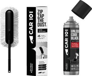 CAR101 Zip Zap Car Duster (Dust Removal)+ Tyre & Trim Restorer | Scratch-Free Cleaning 250 ml Wheel Tire Cleaner