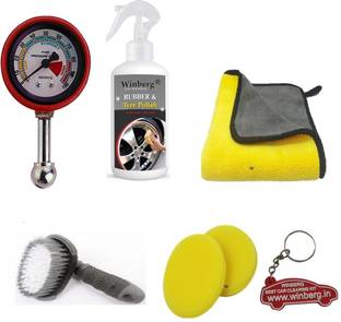 Winberg Wheel /Tyre Cleaner Kit ,Brush,Towel,Pressure Meter,Polish 300 ml Wheel Tire Cleaner