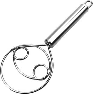THE BLP Danish Dough Whisk, Rustproof Bread Whisker for kitchen Stainless Steel Flat Whisk