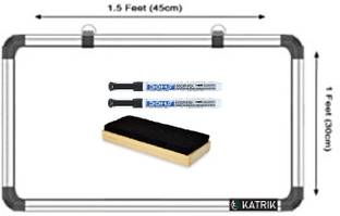 katrik Regular Wooden 1X1.5 Ft Non Magnetic White board With Duster, 2 Marker Pack of 1 (30cm x 45cm) Whiteboards and Duster Combos