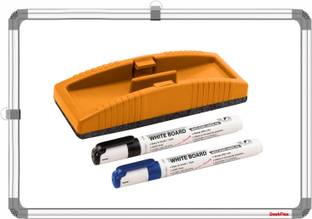 DeskFlex Non Magnetic 1x1.5 Feet, Both Side Writing Chalk & Whiteboard With 2 Marker & 1 Duster Whiteboards and Duster Combos