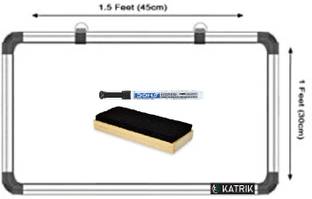 katrik Regular 1X1.5 Feet Non Magnetic White board With Duster, Marker Pack of 1 (30cm x 45cm) Whiteboards and Duster Combos