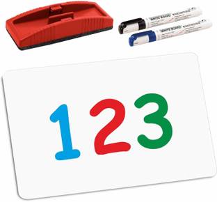 YAJNAS Non Magnetic 9x12 Inch Whiteboard Lapboard with Duster, 2 Markers Combo for Students, Kids Whiteboards and Duster Combos