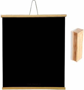 ShelfKing Non Magnetic Wooden 1.5x2 Feets, Roll-Up Wooden Blackboard With 1 Premium Wooden Duster Combo Blackboards
