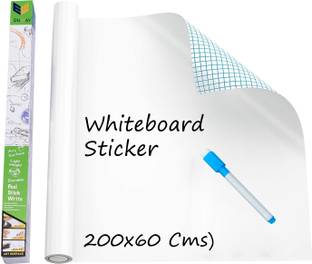 Eduway Non Magnetic 200 cm Multi-Purpose Vinyl Whiteboard Sticker | Size : 60x200 Cms | Easily Erasable and Waterproof For Office, home, Study | Self Adhesive Vinyl Sticker Whiteboards