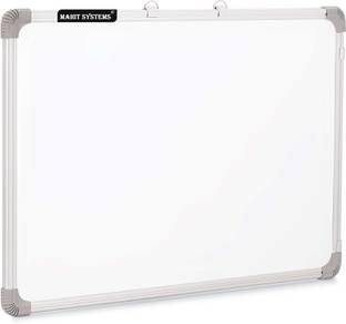 Mahit Systems 1.5x2 Ft. Double Sided White Board|Front Dry Erase Marker & Reverse Chalk Board; White, Black board
