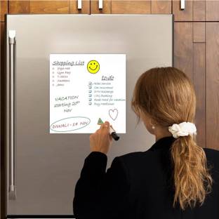 Eduway Magnetic Dry Erase White Board Sheet 9"x12" inch with Marker Pen | Whiteboard Sticker Roll for Fridge, Metal Wardrobe, for List, Task Planner etc. (Size - 23x30 cms) Whiteboards