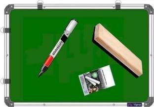 Viprax Non Magnetic Melamine 1.5X2 Ft Dual Sided WhiteBoard & ChalkBoard With 1 Duster + 1 Marker & 10 Chalk Whiteboards and Duster Combos